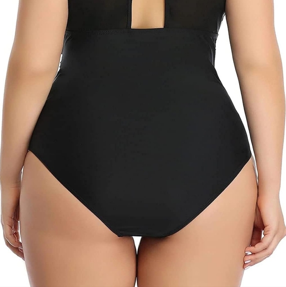 Women's Plus Size Swimsuit One Piece Tummy Control High Neck Swimsuit - Picture 5 of 15